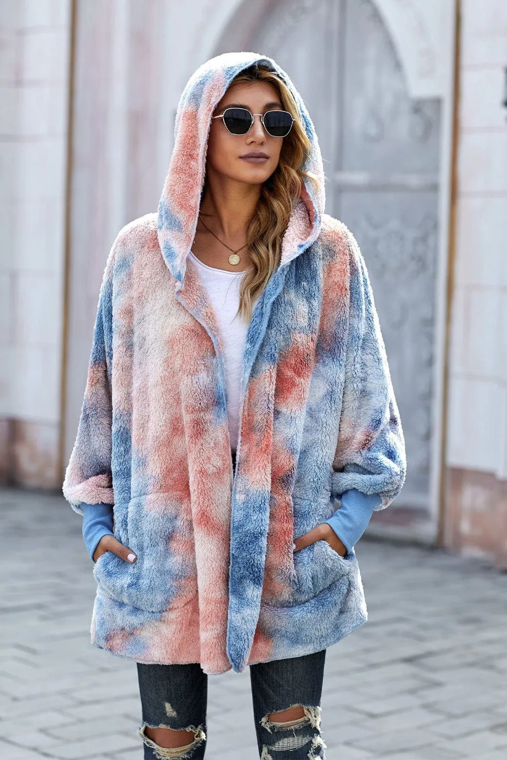 Blue and Pink Tie-Dye Cardigan