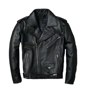 Mens Black Cafe Racer Leather Jacket Quilted Jacket