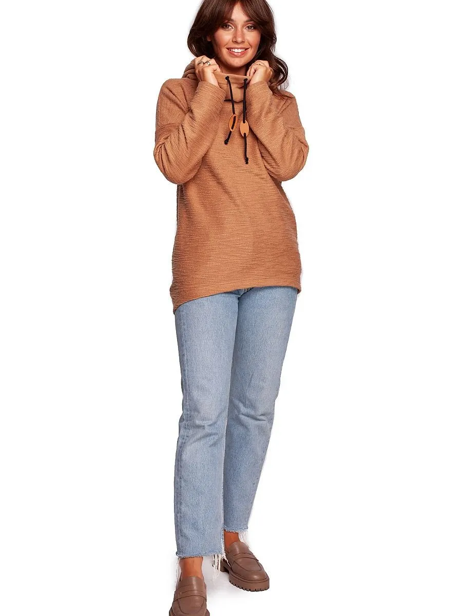 Oversized Brown BeWear Collared Hoodie